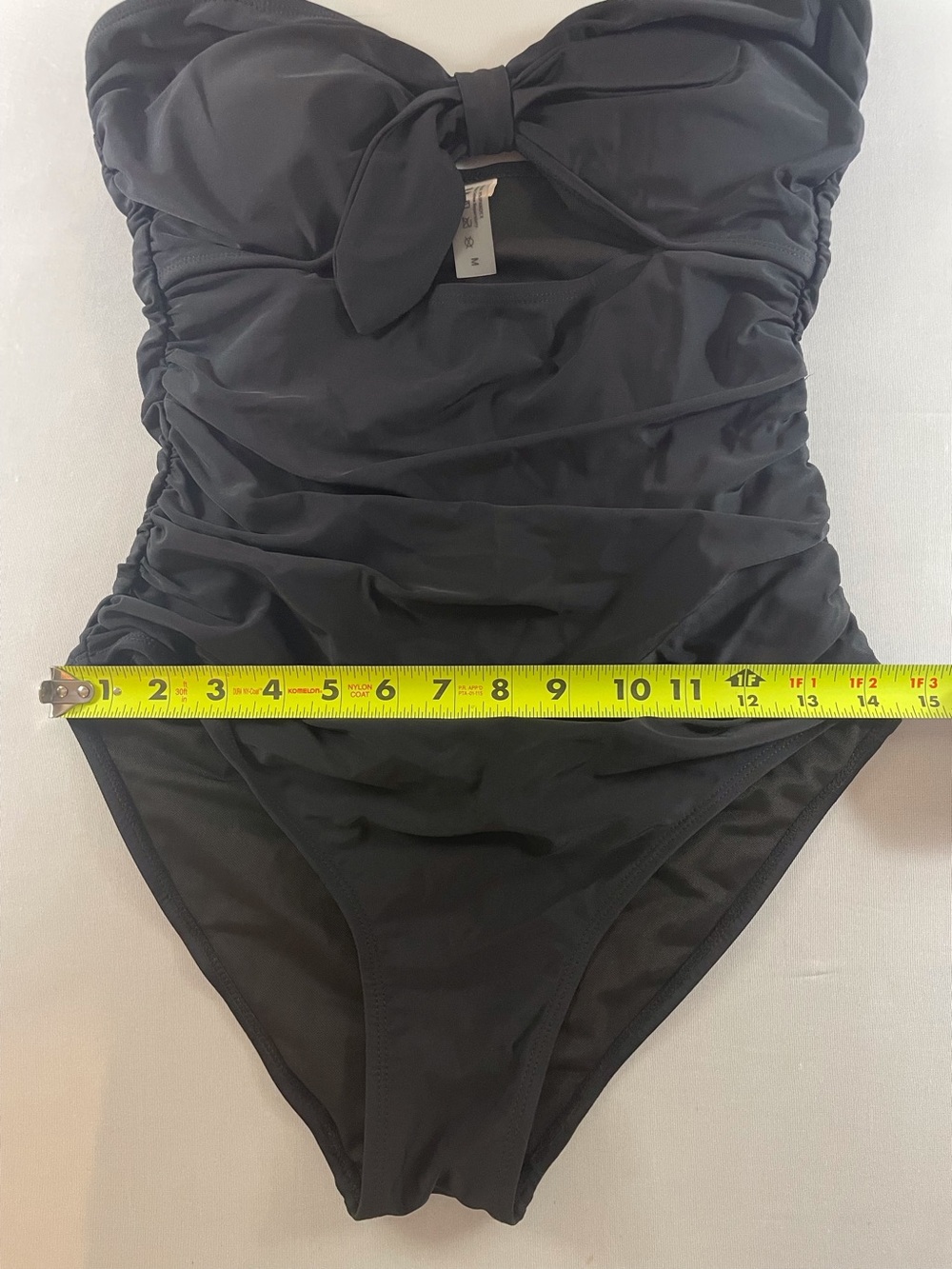 Black One Piece Swimsuit Tie Knot Front with Cut Out Detail Size M - Picture 10 of 12